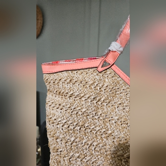STELLA & DOT Riveria Woven Tote In Natural With Coral Accents. NWOT - Picture 12 of 15